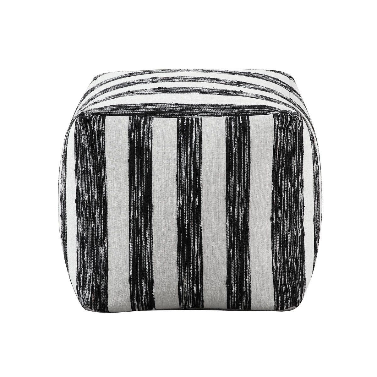 Easley Black/White Patterned Jacquard Pouf
