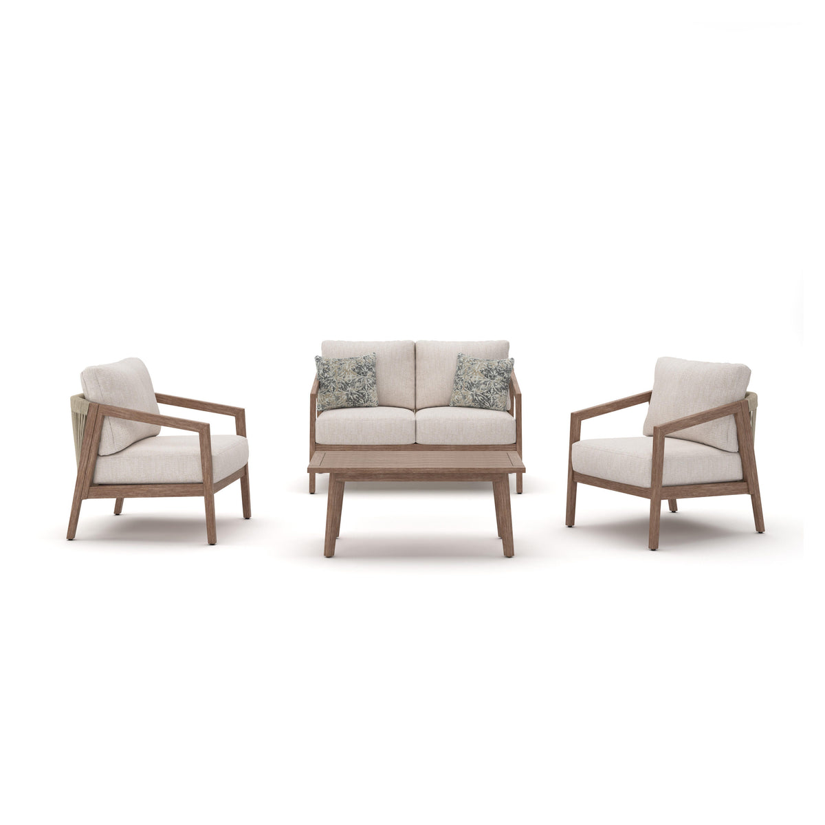 Nature Lane Brown/White 4-Piece Outdoor Seating Set from Ashley - Luna Furniture