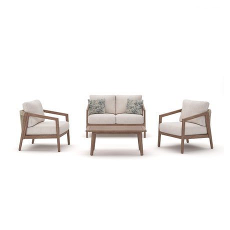 Nature Lane Brown/White 4-Piece Outdoor Seating Set from Ashley - Luna Furniture
