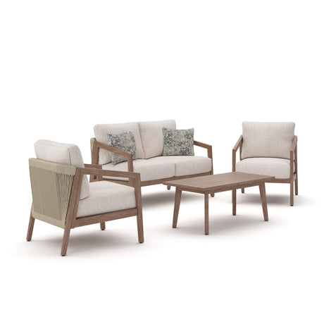Nature Lane Brown/White 4-Piece Outdoor Seating Set from Ashley - Luna Furniture