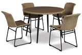 Amaris Brown/Black Outdoor Dining Table with 4 Chairs from Ashley - Luna Furniture