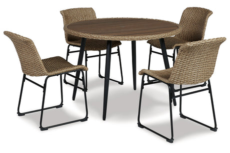 Amaris Brown/Black Outdoor Dining Table with 4 Chairs