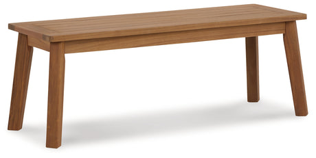 Janiyah Light Brown Outdoor Dining Bench from Ashley - Luna Furniture