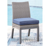 Half Moon Beach Blue/Gray Outdoor Side Chair with Cushion (Set of 2) from Ashley Furniture - Luna Furniture