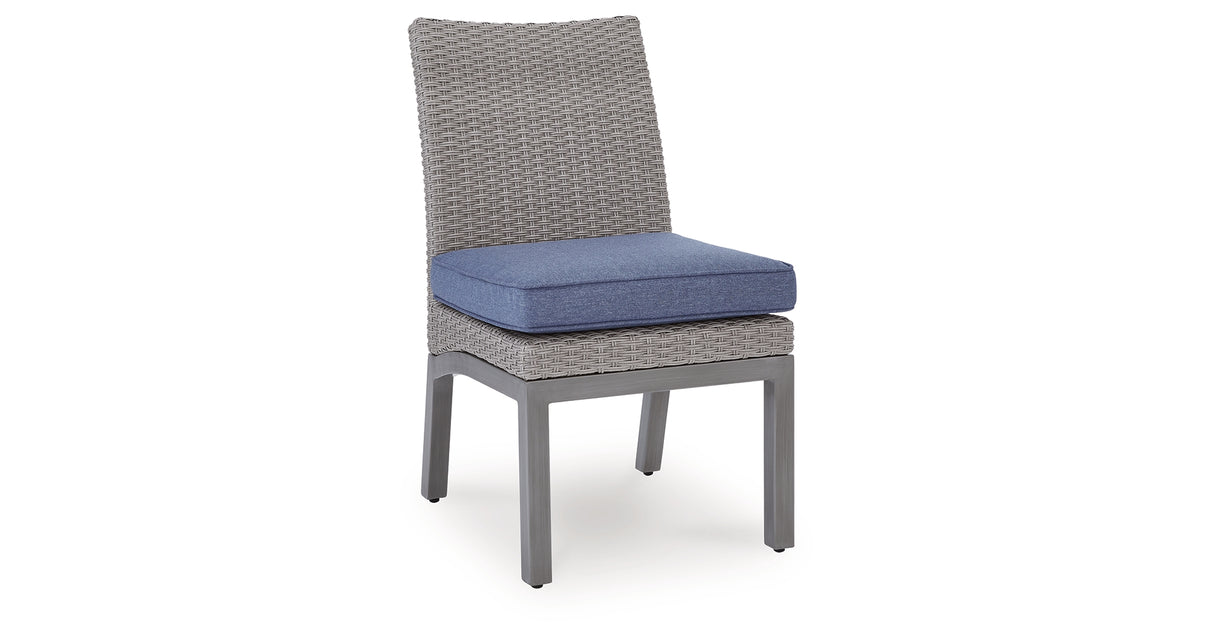 Half Moon Beach Blue/Gray Outdoor Side Chair with Cushion (Set of 2) from Ashley Furniture - Luna Furniture