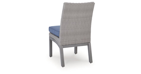 Half Moon Beach Blue/Gray Outdoor Side Chair with Cushion (Set of 2) from Ashley Furniture - Luna Furniture