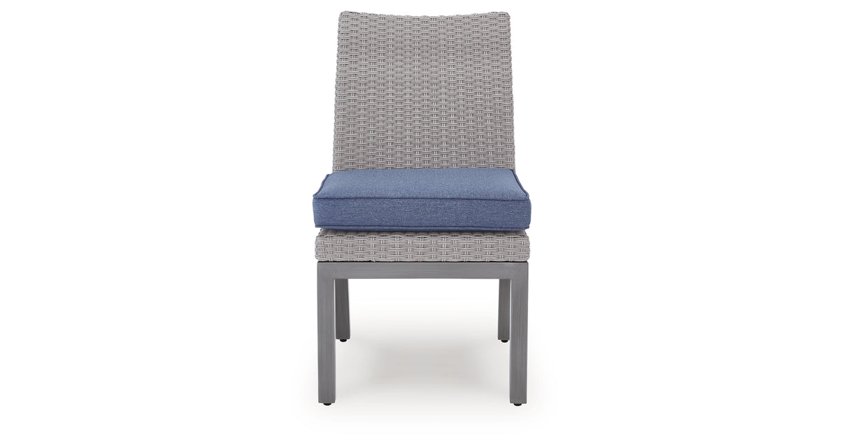 Half Moon Beach Blue/Gray Outdoor Side Chair with Cushion (Set of 2) from Ashley Furniture - Luna Furniture