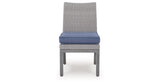 Half Moon Beach Blue/Gray Outdoor Side Chair with Cushion (Set of 2) from Ashley Furniture - Luna Furniture