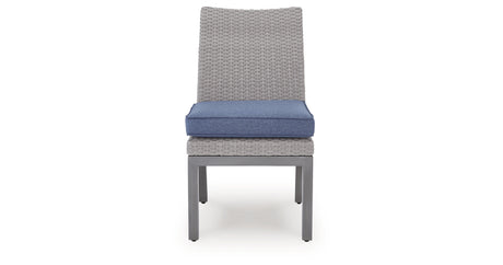 Half Moon Beach Blue/Gray Outdoor Side Chair with Cushion (Set of 2) from Ashley Furniture - Luna Furniture