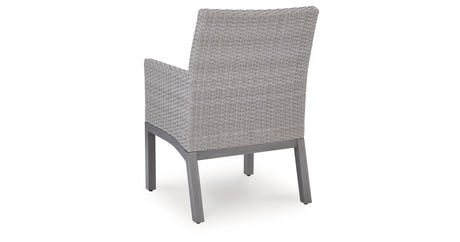 Half Moon Beach Outdoor Dining Table and 4 Chairs in Gray from Ashley Furniture - Luna Furniture