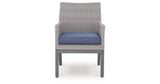 Half Moon Beach Blue/Gray Outdoor Arm Chair with Cushion (Set of 2) from Ashley Furniture - Luna Furniture