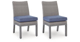Half Moon Beach Blue/Gray Outdoor Side Chair with Cushion (Set of 2) from Ashley Furniture - Luna Furniture