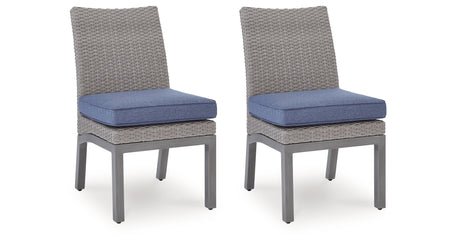 Half Moon Beach Blue/Gray Outdoor Side Chair with Cushion (Set of 2) from Ashley Furniture - Luna Furniture