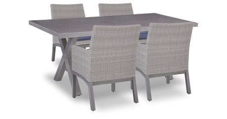 Half Moon Beach Outdoor Dining Table and 4 Chairs in Gray from Ashley Furniture - Luna Furniture