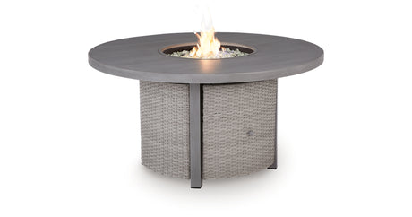 Half Moon Beach Gray Outdoor Fire Pit Table from Ashley Furniture - Luna Furniture
