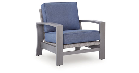 Half Moon Beach Blue/Gray Outdoor Spring Lounge Chair from Ashley Furniture - Luna Furniture