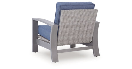 Half Moon Beach Blue/Gray Outdoor Spring Lounge Chair from Ashley Furniture - Luna Furniture