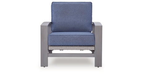 Half Moon Beach Blue/Gray Outdoor Spring Lounge Chair from Ashley Furniture - Luna Furniture