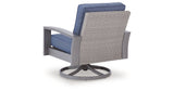 Half Moon Beach Blue/Gray Outdoor Swivel Lounge Chair with Cushion from Ashley Furniture - Luna Furniture