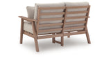 Grover Beach Driftwood Outdoor Loveseat with Cushion from Ashley Furniture - Luna Furniture