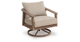 Harmony Headlands Natural/Gray Outdoor Swivel Lounge with Cushion from Ashley - Luna Furniture