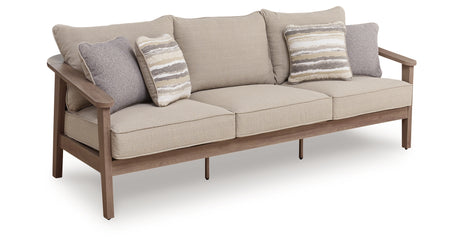 Harmony Headlands Natural/Gray Outdoor Sofa with Cushion from Ashley Furniture - Luna Furniture