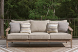 Harmony Headlands Outdoor Sofa and Loveseat in Natural/Gray from Ashley - Luna Furniture