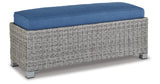 Naples Beach Light Gray Outdoor Bench with Cushion from Ashley Furniture - Luna Furniture