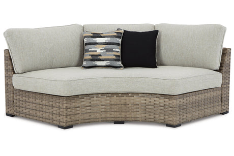 Calworth Beige 2-Piece Outdoor Sectional with Ottoman