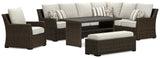 Brook Ranch Brown Outdoor Sectional Set with Lounge Chair and Coffee Table from Ashley - Luna Furniture