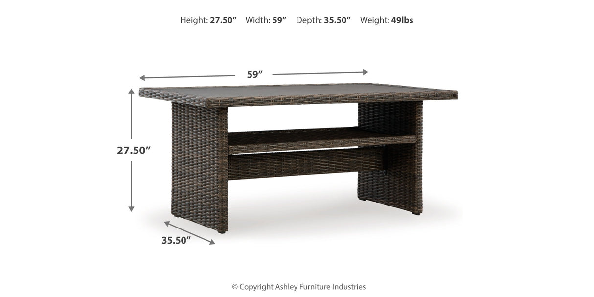 Brook Ranch Brown Outdoor Sectional Set with Lounge Chair and Coffee Table from Ashley - Luna Furniture
