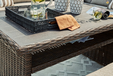 Brook Ranch Brown Outdoor Sectional Set with Lounge Chair and Coffee Table from Ashley - Luna Furniture