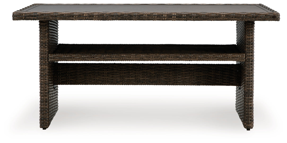 Brook Ranch Brown Outdoor Sectional Set with Lounge Chair and Coffee Table from Ashley - Luna Furniture