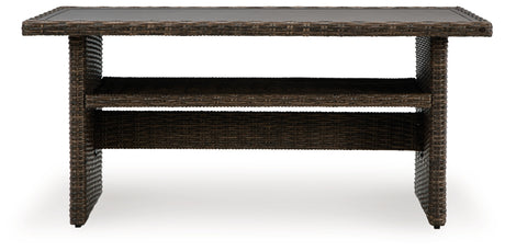 Brook Ranch Brown Outdoor Sectional Set with Lounge Chair and Coffee Table from Ashley - Luna Furniture