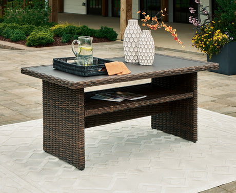 Brook Ranch Brown Outdoor Sectional Set with Lounge Chair and Coffee Table from Ashley - Luna Furniture