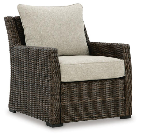 Brook Ranch Brown Outdoor Sectional Set with Lounge Chair and Coffee Table from Ashley - Luna Furniture