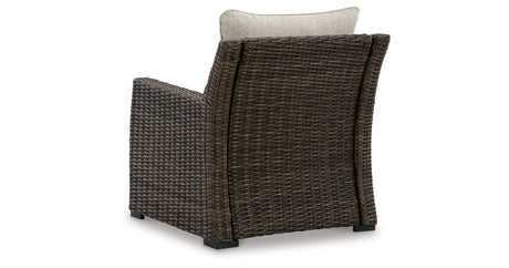 Brook Ranch Brown Outdoor Sectional Set with Lounge Chair and Coffee Table from Ashley - Luna Furniture