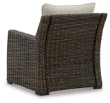 Brook Ranch Brown Outdoor Sectional Set with Lounge Chair and Coffee Table from Ashley - Luna Furniture