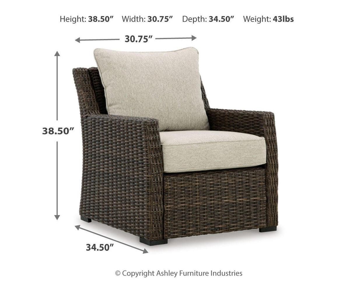 Brook Ranch Brown Outdoor Sectional Set with Lounge Chair and Coffee Table from Ashley - Luna Furniture