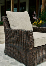 Brook Ranch Brown Outdoor Sectional Set with Lounge Chair and Coffee Table from Ashley - Luna Furniture