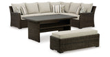 Brook Ranch Brown Outdoor Sectional Set with Coffee Table from Ashley - Luna Furniture