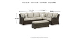 Brook Ranch Brown Outdoor Sectional Set with Lounge Chair and Coffee Table from Ashley - Luna Furniture