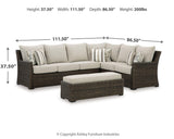 Brook Ranch Brown Outdoor Sectional Set with Lounge Chair and Coffee Table from Ashley - Luna Furniture