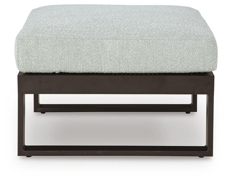 Beachloft Black/Gray Outdoor Ottoman with Cushion from Ashley - Luna Furniture