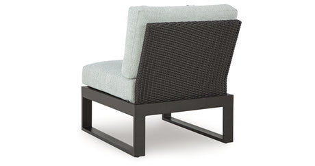 Beachloft 5-Piece Outdoor Sectional with Ottoman in Black/Gray from Ashley - Luna Furniture
