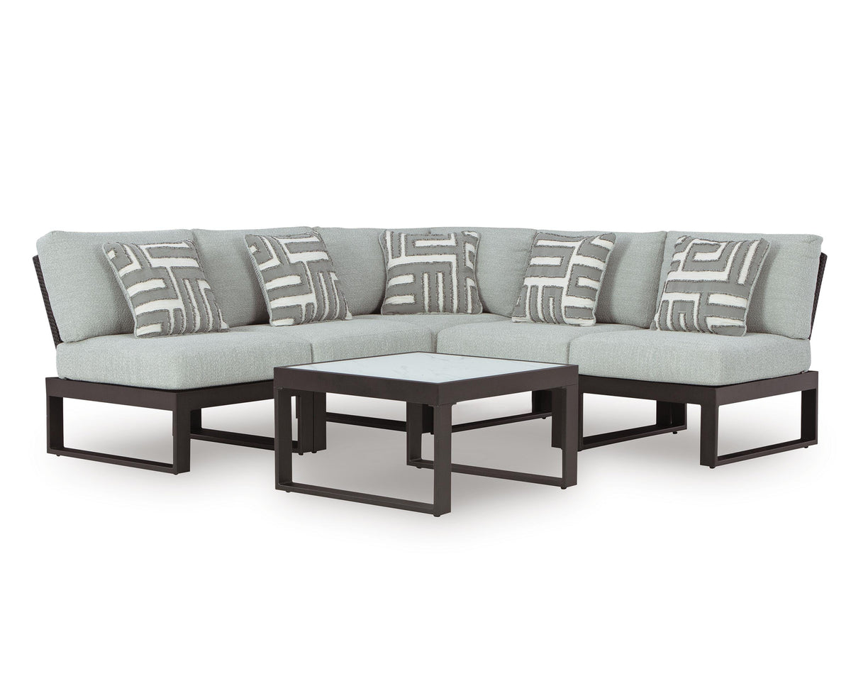 Beachloft Black/Gray 5-Piece Outdoor Sectional with Coffee Table from Ashley - Luna Furniture