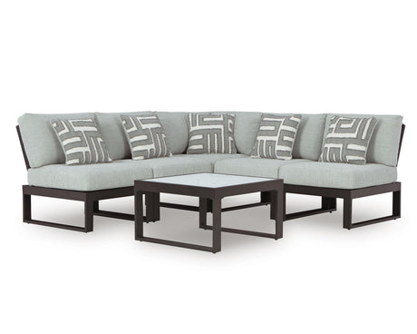 Beachloft Black/Gray 5-Piece Outdoor Sectional with Coffee Table from Ashley - Luna Furniture