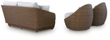 Double Point Beige Outdoor Seating Set from Ashley Furniture - Luna Furniture