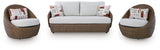 Double Point Beige Outdoor Seating Set from Ashley Furniture - Luna Furniture