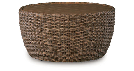 Double Point Beige Outdoor Coffee Table from Ashley - Luna Furniture